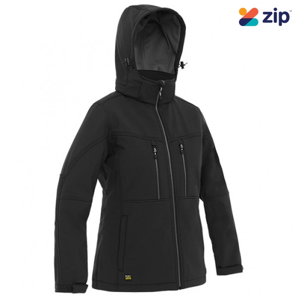 Bisley BJL6570 Women's Flx & Move Hooded Soft Shell Jacket - Black